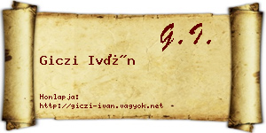 Giczi Iván névjegykártya